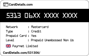 Card Details: 531306