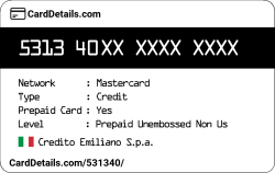 Card Details: 531340