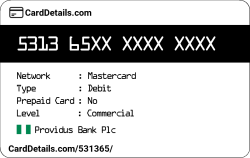 Card Details: 531365