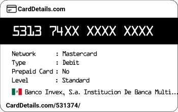Card Details: 531374