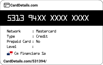 Card Details: 531394