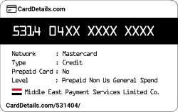 Card Details: 531404