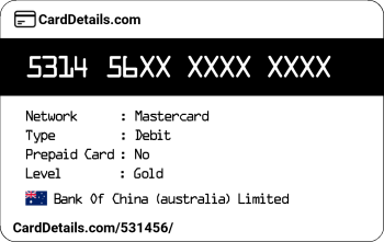 Card Details: 531456