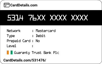 Card Details: 531476