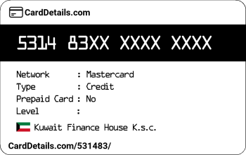 Card Details: 531483