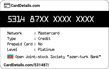 Card Details: 531487