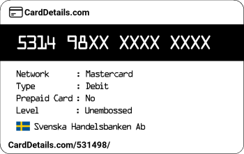Card Details: 531498