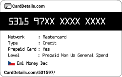 Card Details: 531597