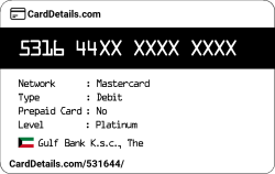 Card Details: 531644