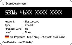 Card Details: 531646