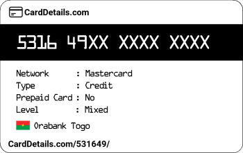 Card Details: 531649