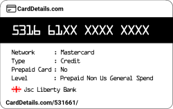 Card Details: 531661