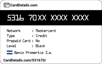 Card Details: 531670
