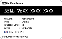 Card Details: 531672