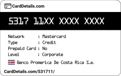 Card Details: 531711