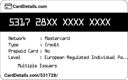 Card Details: 531728