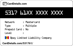 Card Details: 531761