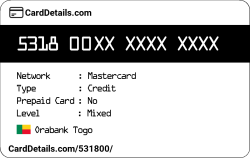 Card Details: 531800