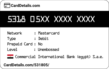 Card Details: 531805