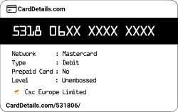 Card Details: 531806