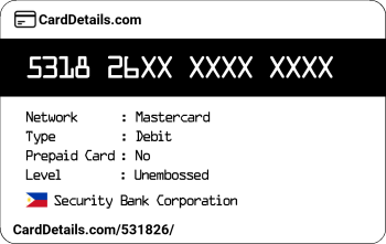 Card Details: 531826