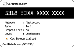 Card Details: 531830