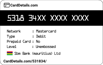 Card Details: 531834
