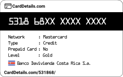 Card Details: 531868