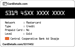 Card Details: 531945