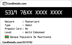 Card Details: 531978