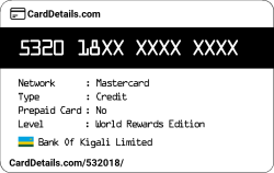 Card Details: 532018