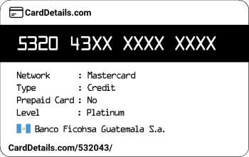 Card Details: 532043