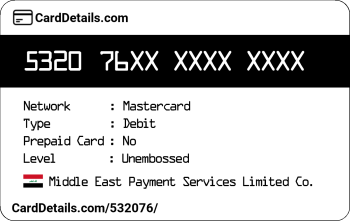 Card Details: 532076