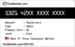Card Details: 532142