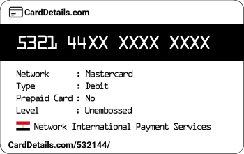 Card Details: 532144