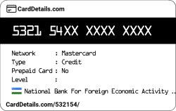 Card Details: 532154
