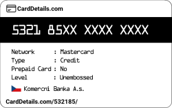 Card Details: 532185