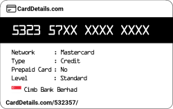 Card Details: 532357