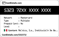 Card Details: 532372