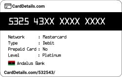 Card Details: 532543