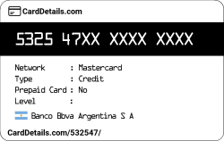 Card Details: 532547