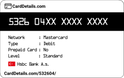 Card Details: 532604