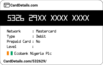 Card Details: 532629