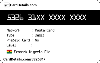 Card Details: 532631