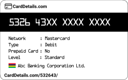 Card Details: 532643