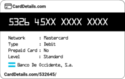Card Details: 532645