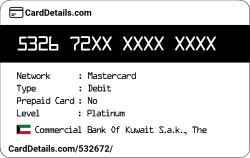 Card Details: 532672
