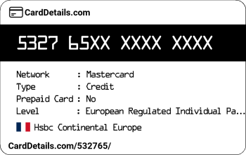 Card Details: 532765