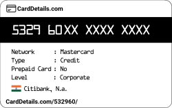 Card Details: 532960