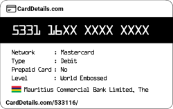 Card Details: 533116